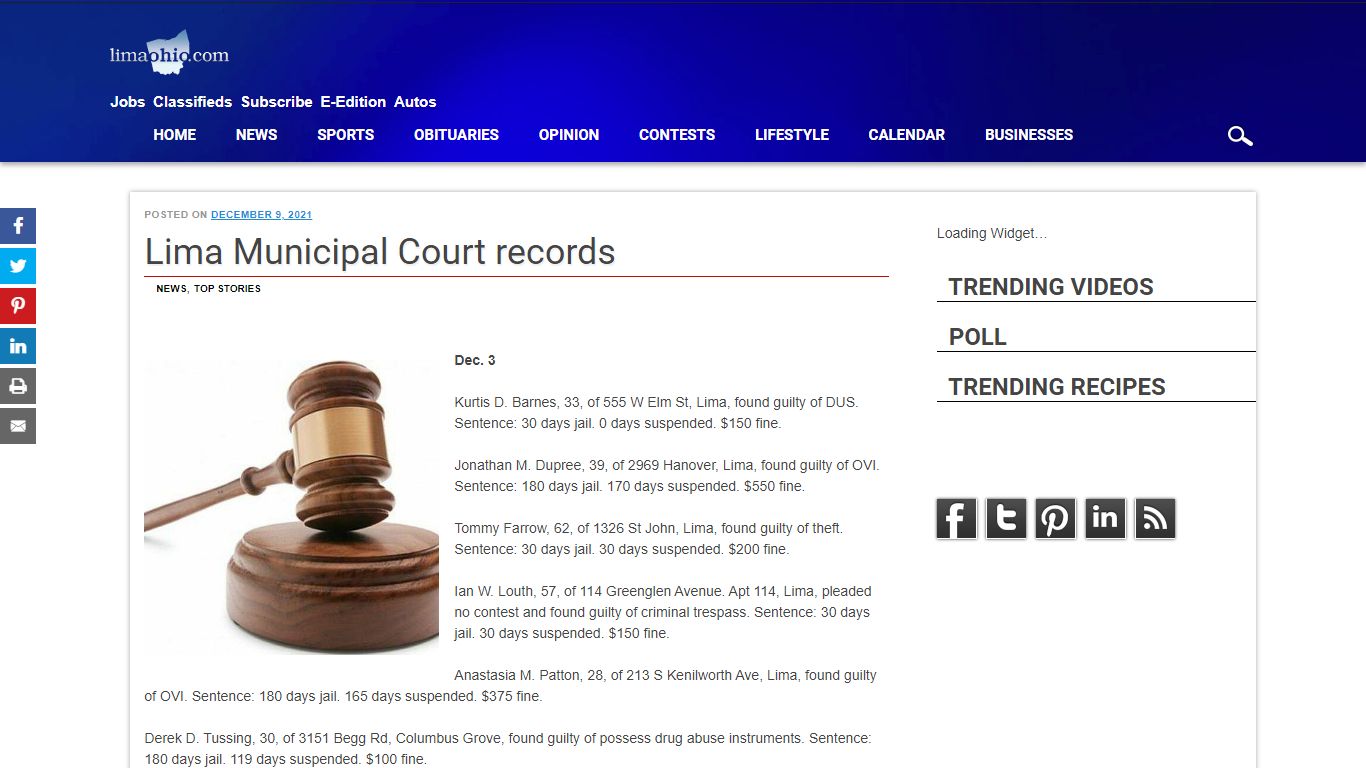 Lima Municipal Court records - The Lima News