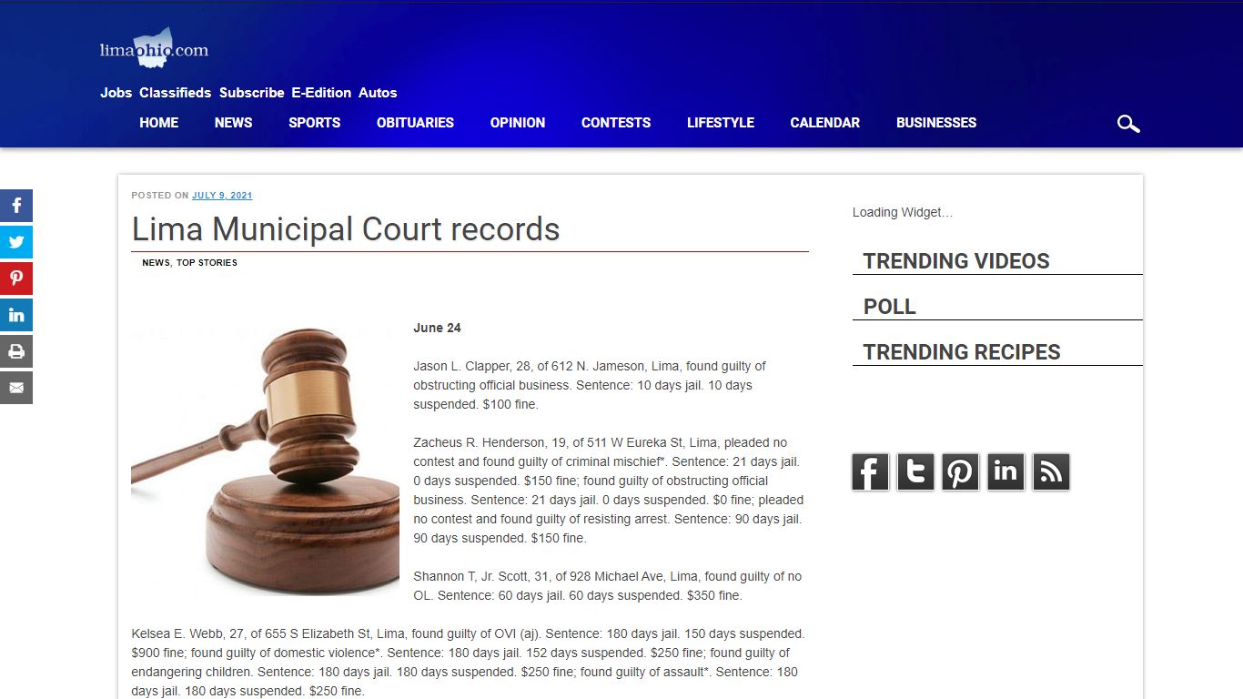 Lima Municipal Court records - The Lima News